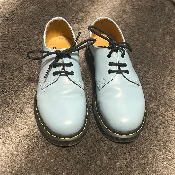 Dr. Martens Navy Leather Shoes with Yellow Stitching Dr Martens 1461navy Arcadia Made in England Size 6 - Etsy main image 3